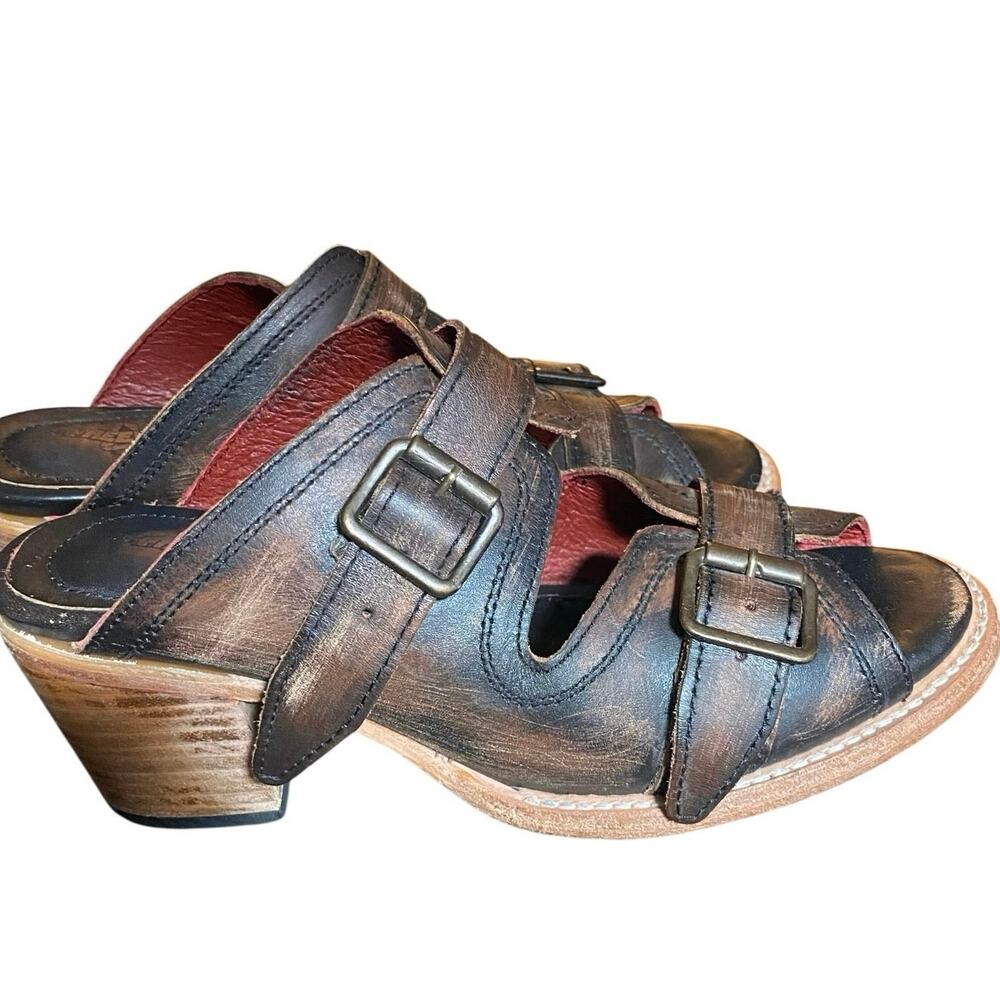 Freebird “Caprice” Women’s Leather Sandal, Rustic Brown, 10, Boho, Mule, Western